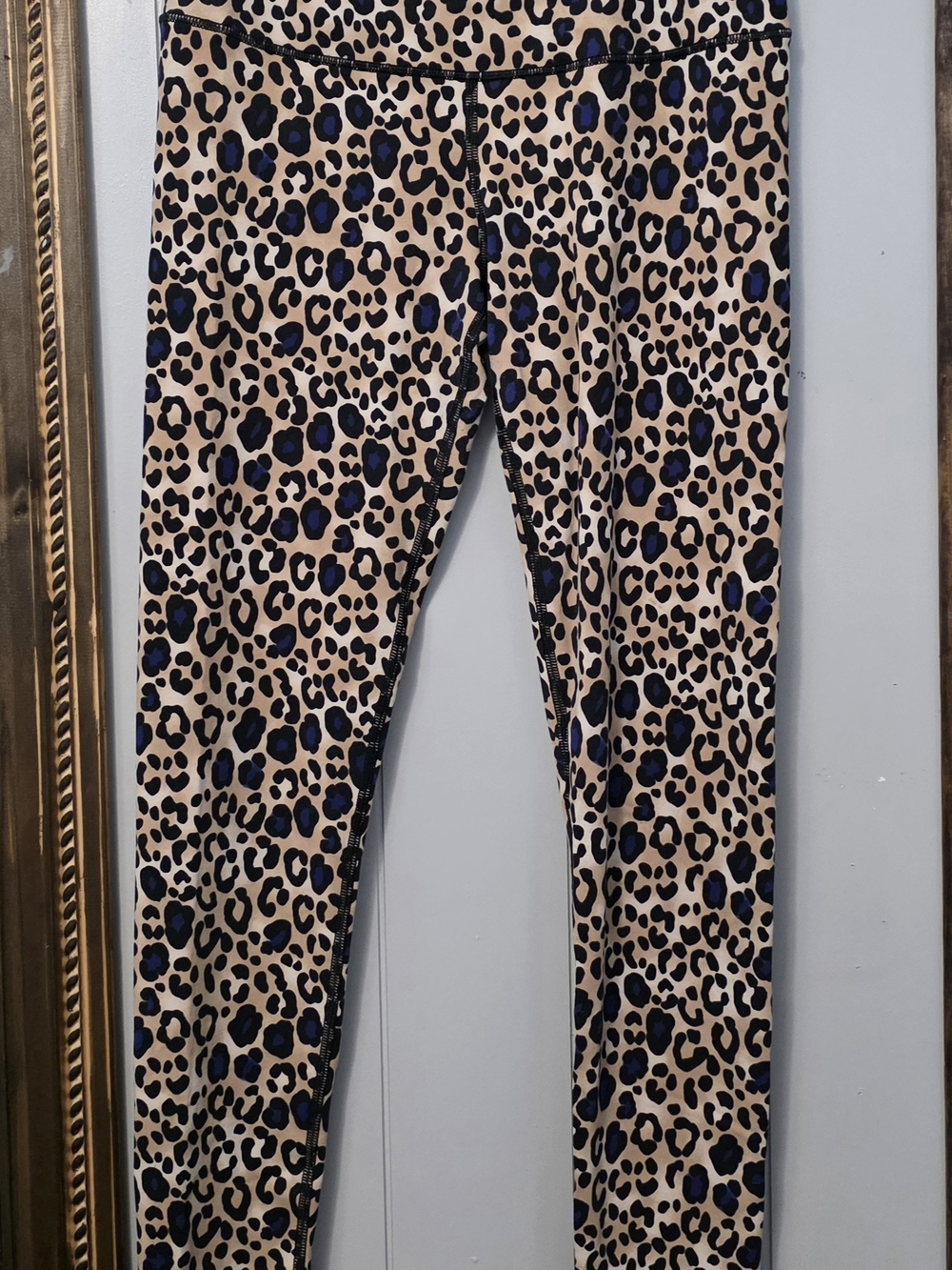 Leopard-Print Leggings in Beige and Navy - Women's Stretch Leggings